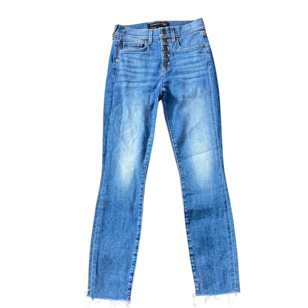 Veronica‎ Beard Debbie High Rise Ankle Skinny Jeans Blue Button Size 27 SKU11